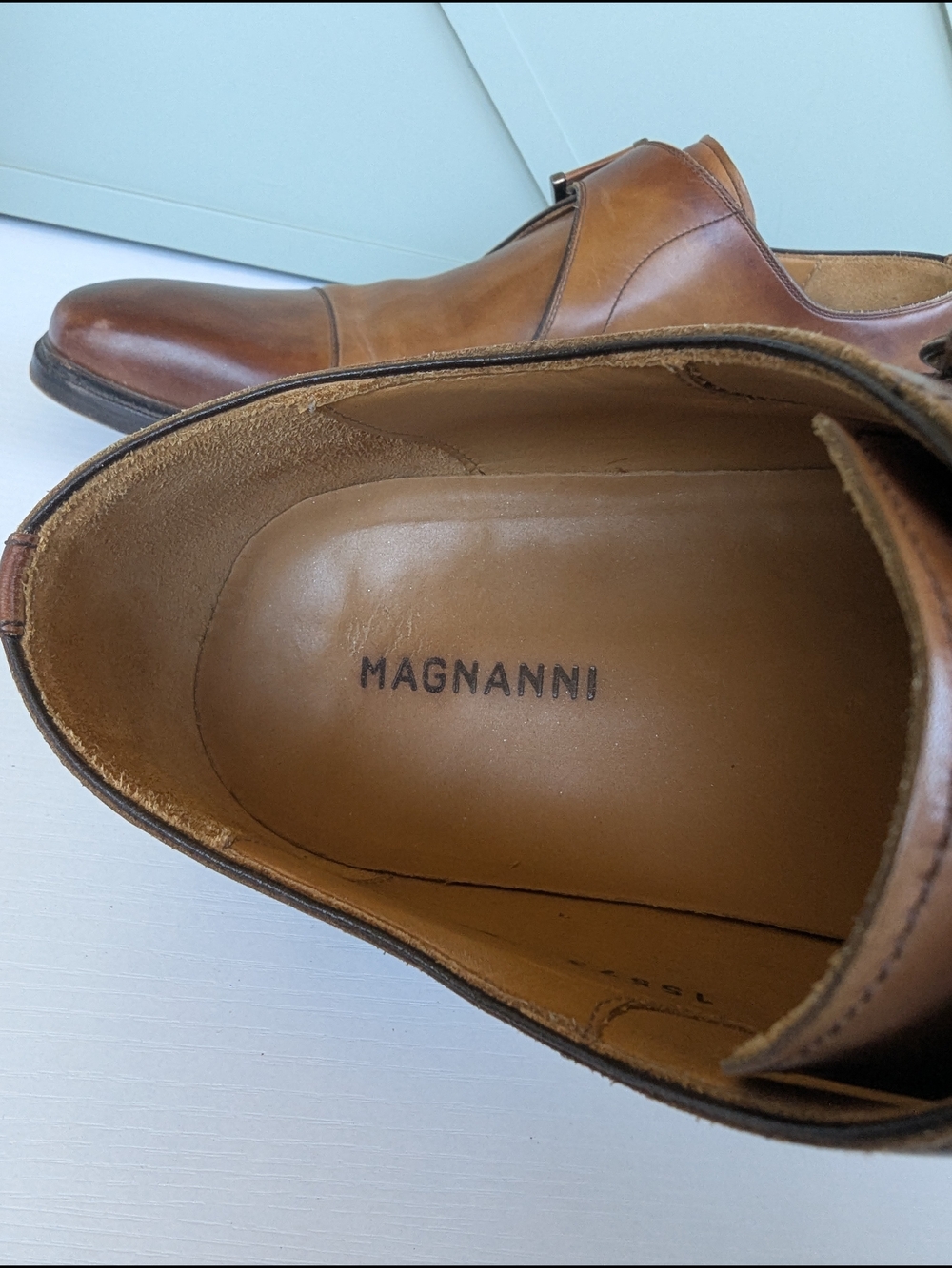 Magnanni Brown Leather Single Monk Strap Oxfords - Picture 7 of 12
